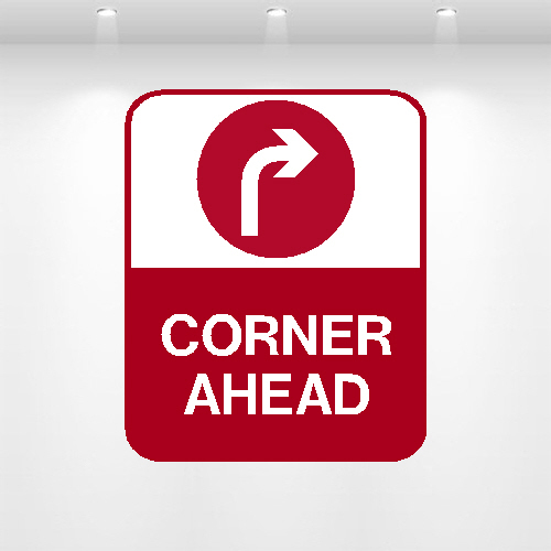 Image of Cone Topper Messaging - Corner Ahead Right